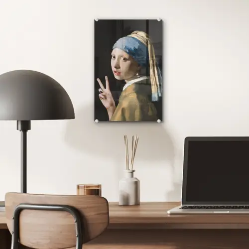 Meisje met de parel - Johannes Vermeer - Peace plexiglas 5mm klein -sfeer6