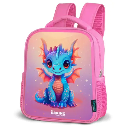 Schattige baby draak Kinderrugzak - Roze middel -schuin