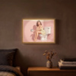 Roze - Retro - Vrouw Light Box met batterij (Wandlamp) middel -sfeer4