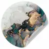 Blauw - Marmer - Goud Wandcirkel behangsticker klein -3d