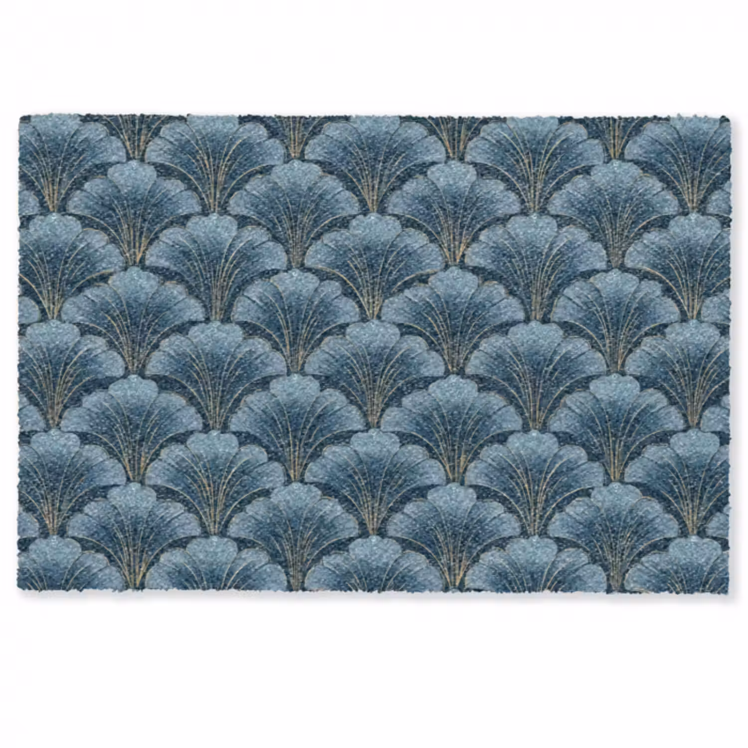 Fußmatte - Muster - Ginkgo-Blatt - Blau