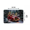 Kersttruck - Sneeuwbos - Rood Placemat vinyl groot -specs