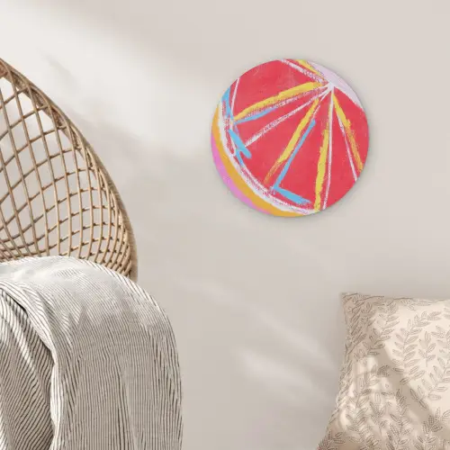 Grapefruit - Geschilderd - Roze - Strepen Akoestische PET Vilt - Rond klein -sfeer4