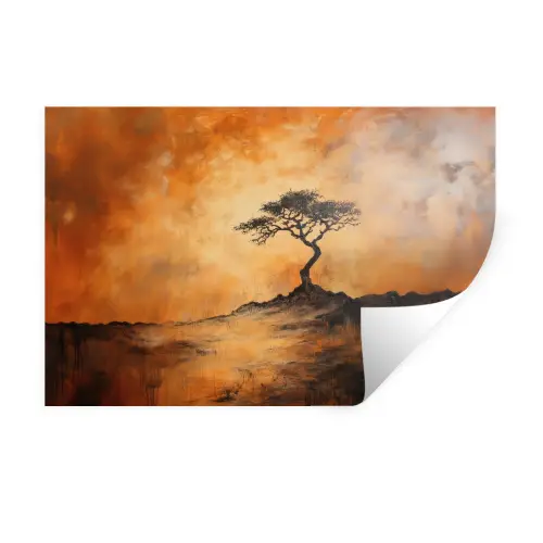 Boom - Landschap - Oranje Muursticker klein -3d