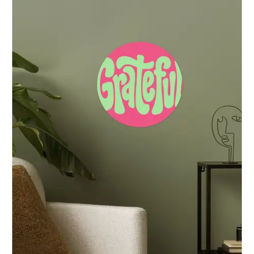 Grateful - Groen - Grafisch - Vloeiend Wandcirkel behangsticker klein -sfeer2