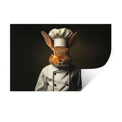 Konijn - Kok - Dier Muursticker klein -3d