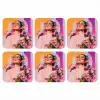 Portret - Vrouw - Abstract - Bloemen onderzetter kurk middel -3d