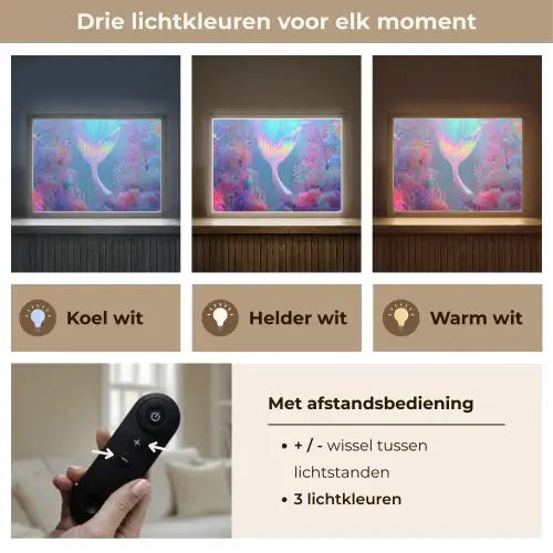 Zeemeerminnenstaart - Koraal - Water Light Box met batterij (Wandlamp kind) middel -USP_lichtkleurNL