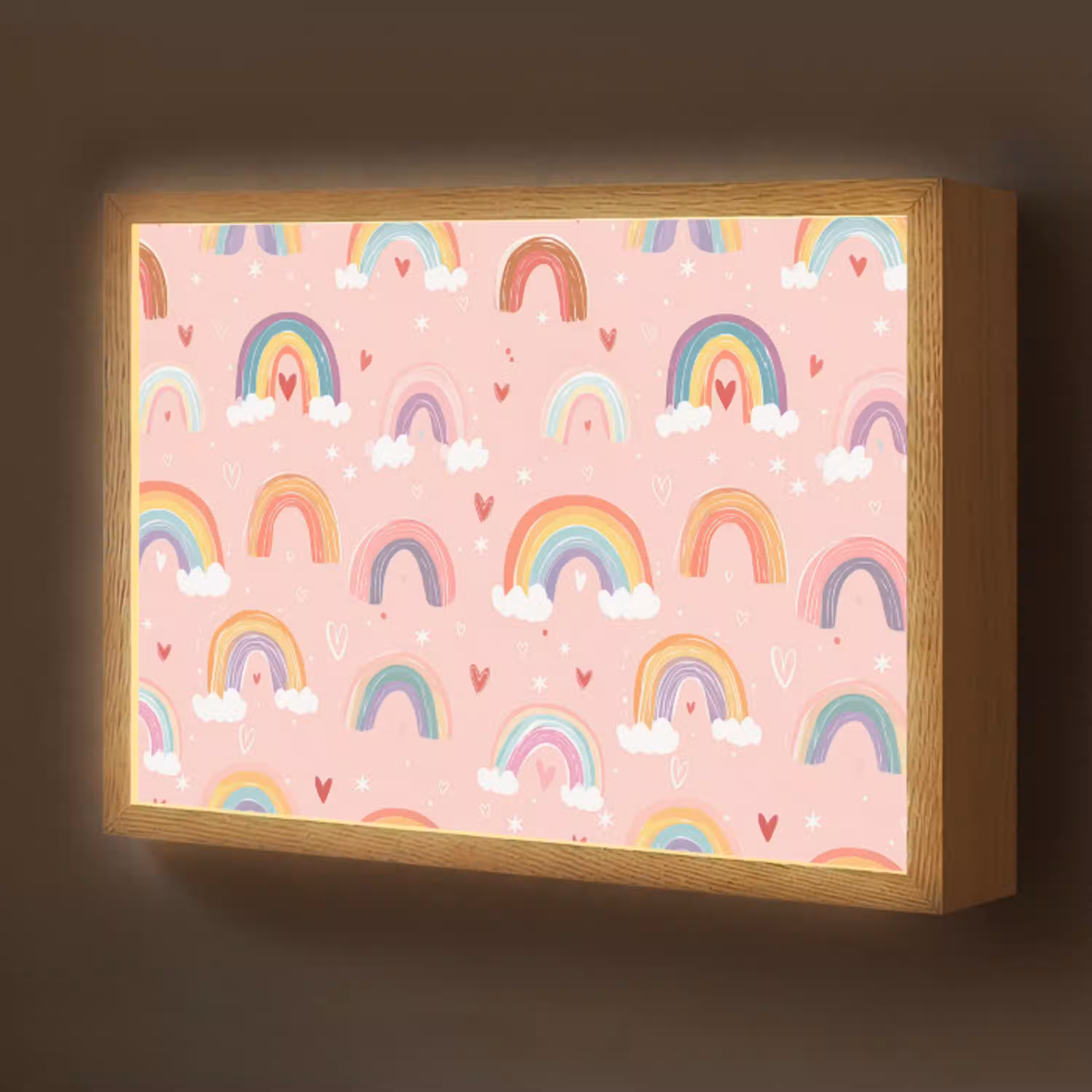 Regenboog - Patroon - Pastel Light Box met batterij (Wandlamp kind) middel -z3d_website