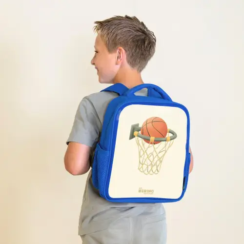Basketbal in neutrale kleuren Kinderrugzak - Blauw middel -sfeer2
