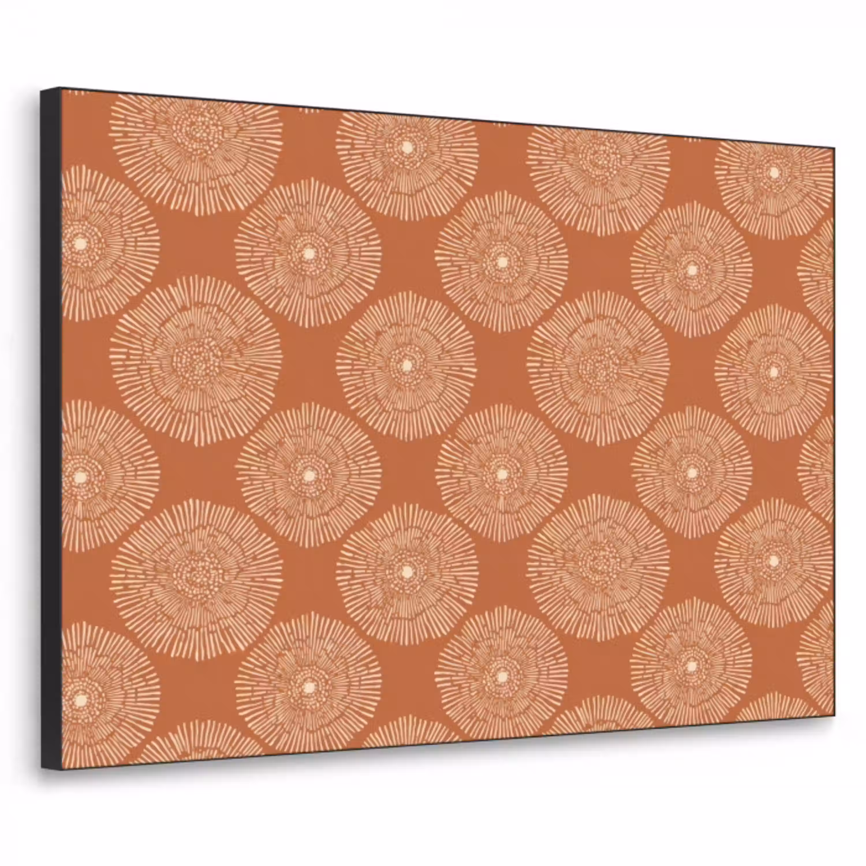 Cirkels - Grafisch - Patroon - Terracotta Textielframe zwart klein 947 -3d