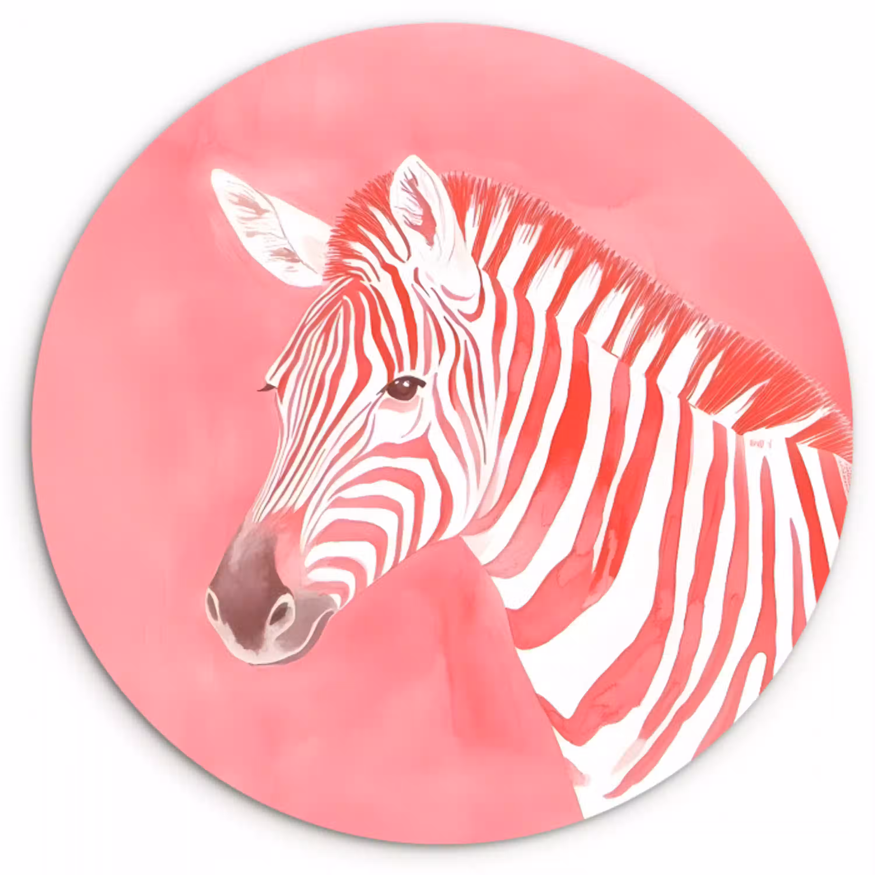 Zebra - Pink - Verf Wandcirkel plexiglas klein -3d