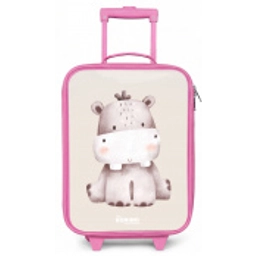 Nijlpaard op beige achtergrond illustratie Kinderkoffer - Roze klein -zz3dotto