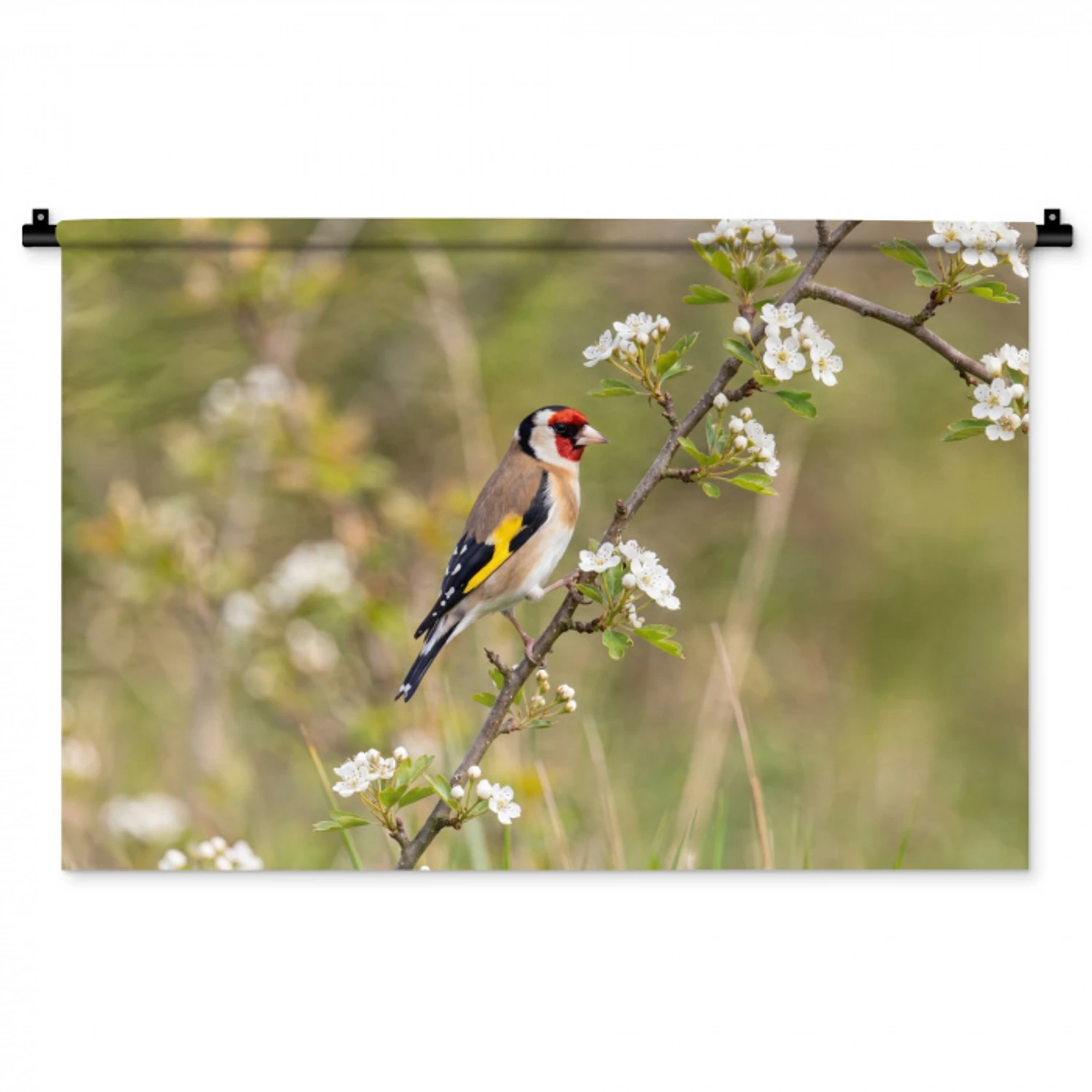 Putter - Bloesem - Lente - Natuur - Kleurrijk Wandkleed katoen middel -zz3d