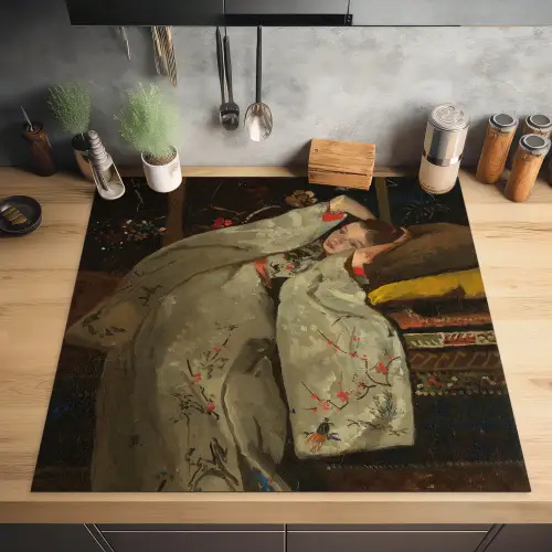 Meisje in witte kimono - Schilderij van George Hendrik Breitner Inductie beschermer vinyl 3mm middel -sfeer5