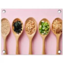 Ingrediënten - Lepels - Hout - Roze tuinposter los doek klein -3d
