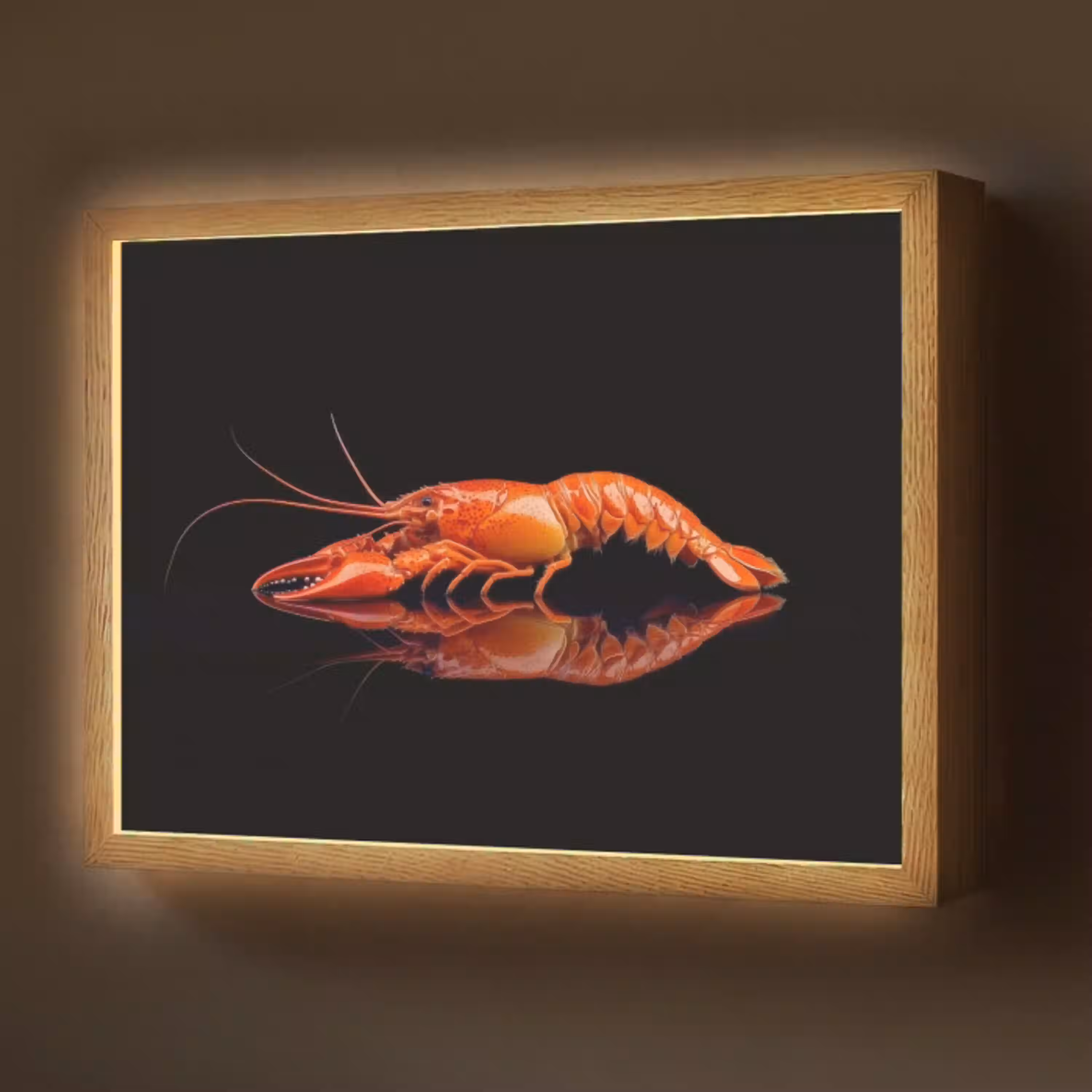 Kreeft - Oranje - Zwart - Opvallend Light Box met batterij (Wandlamp) middel -z3d_website