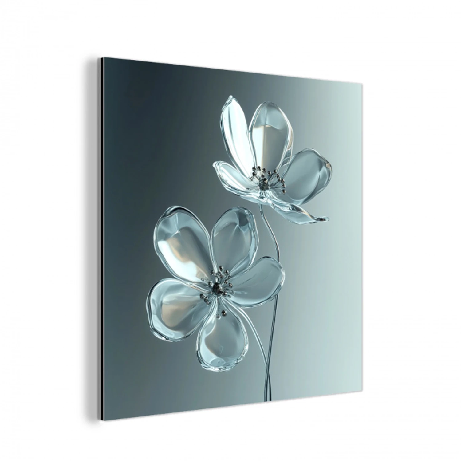 Kristal - Bloemen - Grijs aluminium wit klein -3d