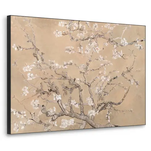 Amandelbloesem - Kunst - Van Gogh - Beige Textielframe zwart klein -3d