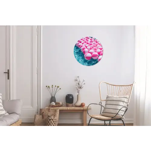 Strandballen - Roze - Water Wandcirkel aluminium klein -woonkamer