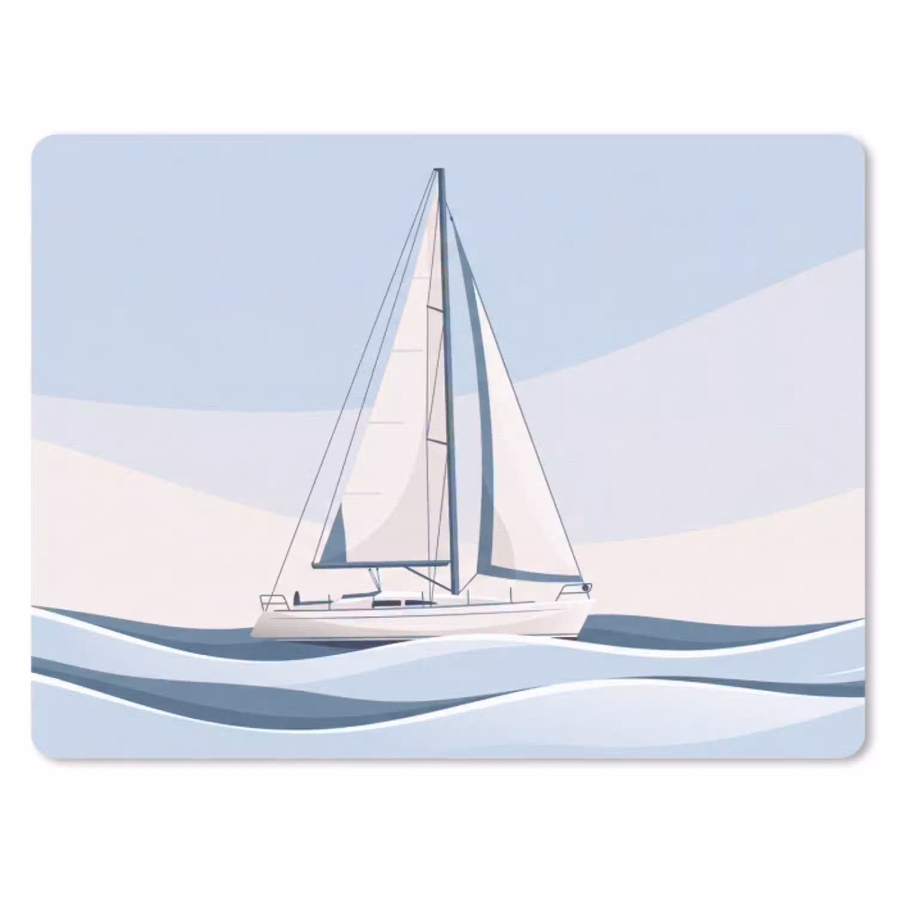 Boot - Zeil - Zee - Modern - Beige muismat rubber klein -3d