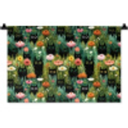 Katten - Bloemen - Kleurrijk Wandkleed katoen klein 269 -zz3d