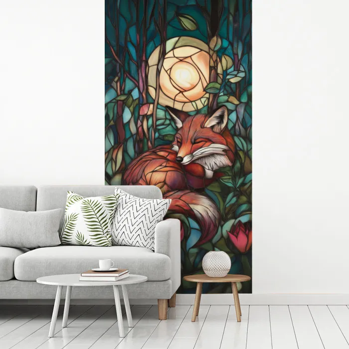 Vos - Mozaïek - Bos - Maan fotobehang vinyl groot -woonkamer