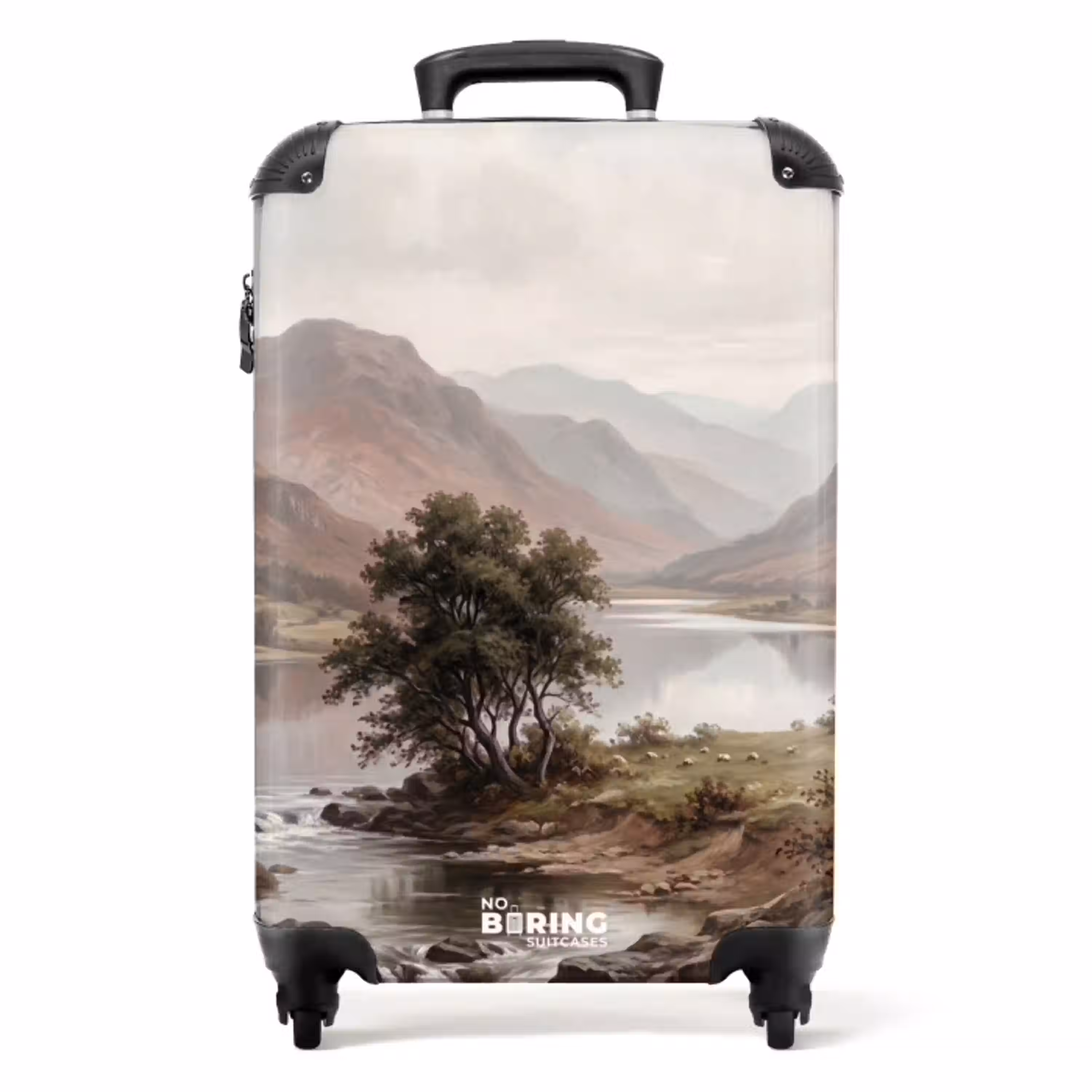 Berglandschap - Meer - Bergen - Vallei - Klassiek NBS - Handbagage koffer - Volwassenen Unisex middel -productfoto_recht