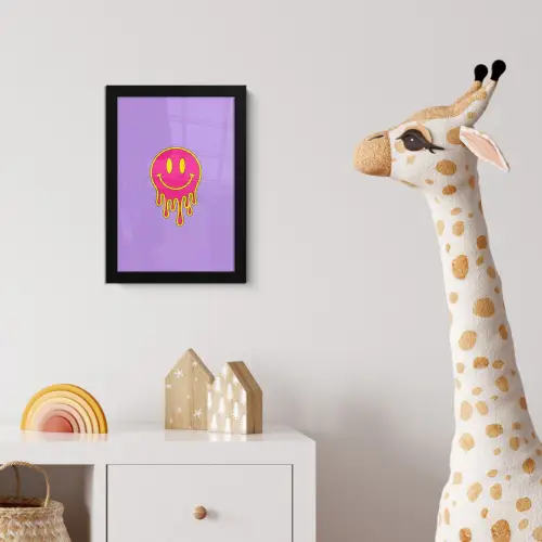 Smiley - Drip - Neon fotolijst zwart zonder passe partout klein -usfeer4_kinderkamer