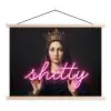 Ironisch - Tekst - Neon textielposter latten blank klein -3d