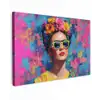 Vrolijk portret - Vrouw - Bloemenkroon canvas 2cm klein -z3d