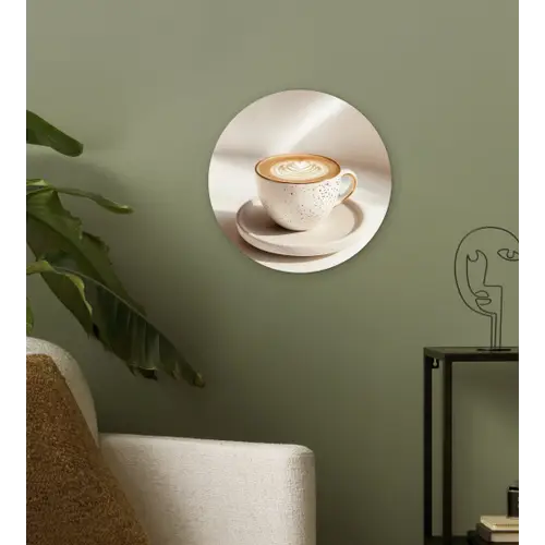Cappuccino - Schuim - Schotel - Beige Wandcirkel plexiglas klein -sfeer3