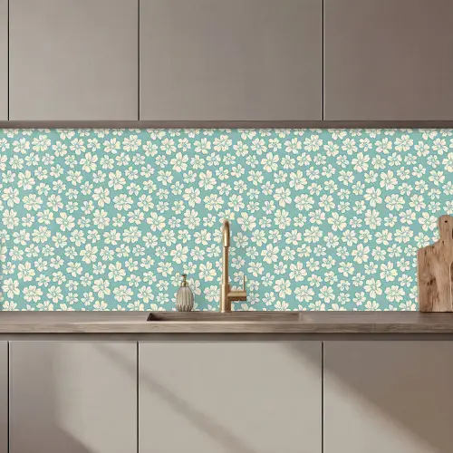 Bloemen - Wit - Vintage - Patronen keuken achterwand 2 middel 871 zz_3dshopping