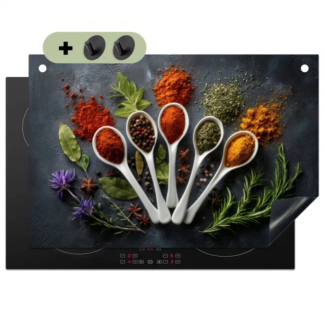 Lepels - Wit - Poeder - Kruiden Inductie beschemer met haakjes klein -3d