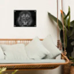 Leeuw - Dieren - Zwart - Wit tuinposter los doek klein -sfeer7