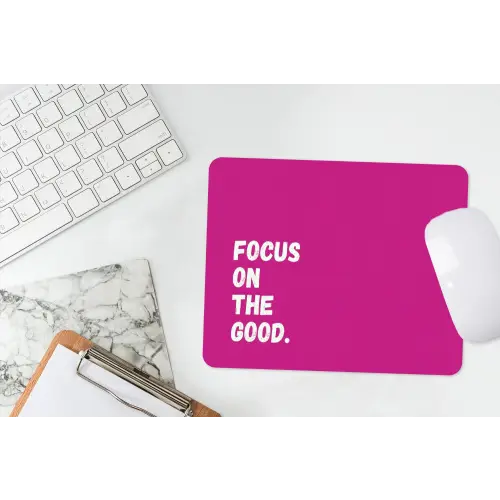 Focus on the good - Roze - Simple muismat rubber klein -witbureau