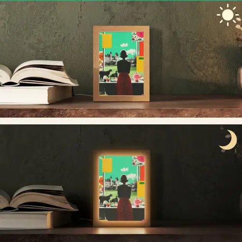 Vrouw - Keuken - Katten - Doorkijk Light Box met kabel (Tafellamp) klein -sfeer3