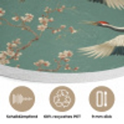 Kersenbloesem - Kraamvogels - Groen Akoestische PET Vilt - Rond klein 838 -closeup_DE