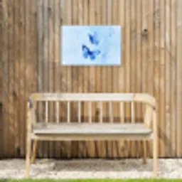 Vlinders - Sierlijk - Blauw Tuinposter op houten frame 2 cm dik klein -sfeer4