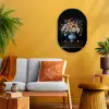 Hout - Vaas - Kleuren - Bloemen Wandcirkel Ovaal Forex klein -sfeer4