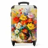 Bloemen - Kleurrijk - Olieverf - Bloempot NBS - Handbagage koffer - Unisex middel -productfoto_recht