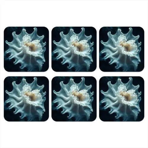 Zeewezen - Wit - Golven - Water onderzetter kurk middel -3d