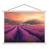 Lavendelveld - Quote - Zonsondergang textielposter latten blank klein -3d
