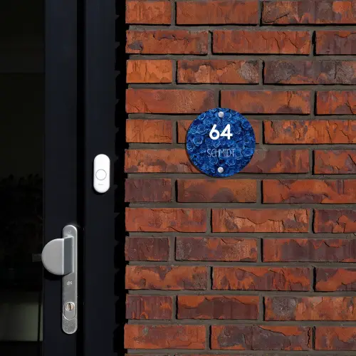 Blauwe rozen - Modern Naambord Rond klein -sfeer1-rond-XS