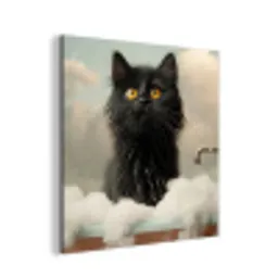 Kat - Bad - Zwart - Dieren - Schuim aluminium wit klein -3d