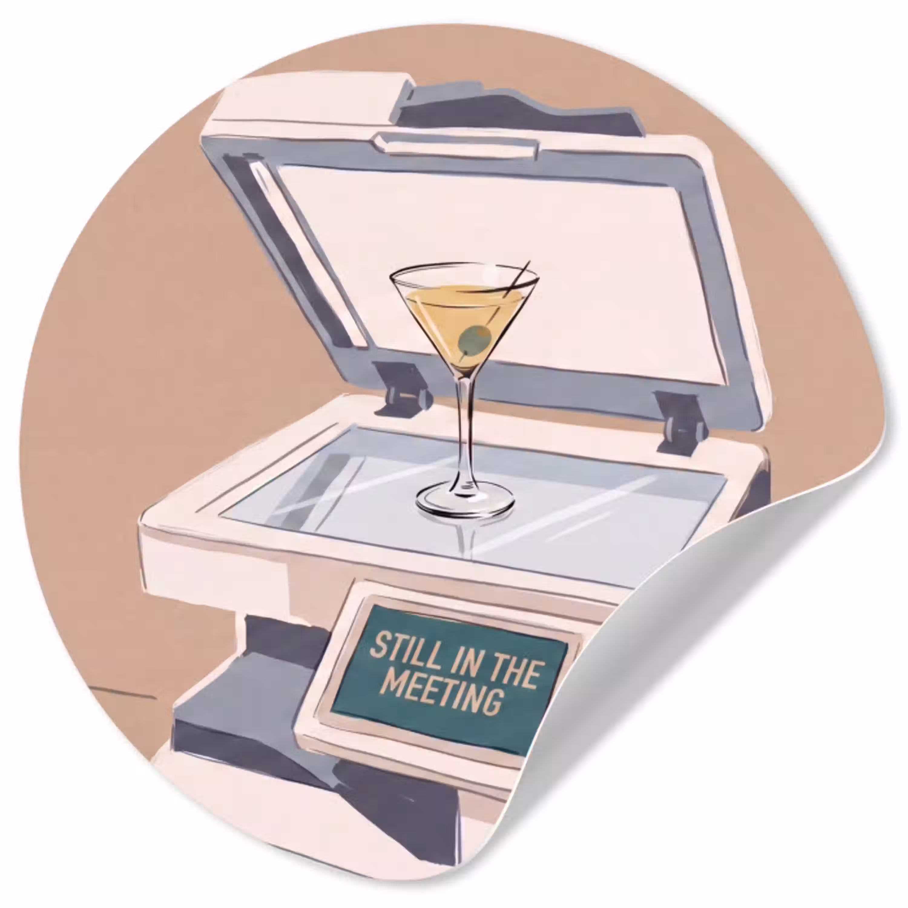 Kantoor - Drank - Humor - Illustratie Wandcirkel behangsticker klein -3d