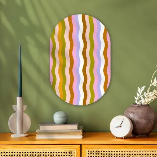 lijnen - Golven - Pastelkleuren - Patroon Wandcirkel Ovaal Forex klein -sfeer2