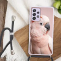 Kaketoe - Portret - Roze Hoesje Samsung Galaxy A52 5G met koord klein -sfeer4