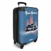 Blauwe auto met roze vlammen NBS - Handbagage koffer - Kinderen Unisex middel -productfoto_3d