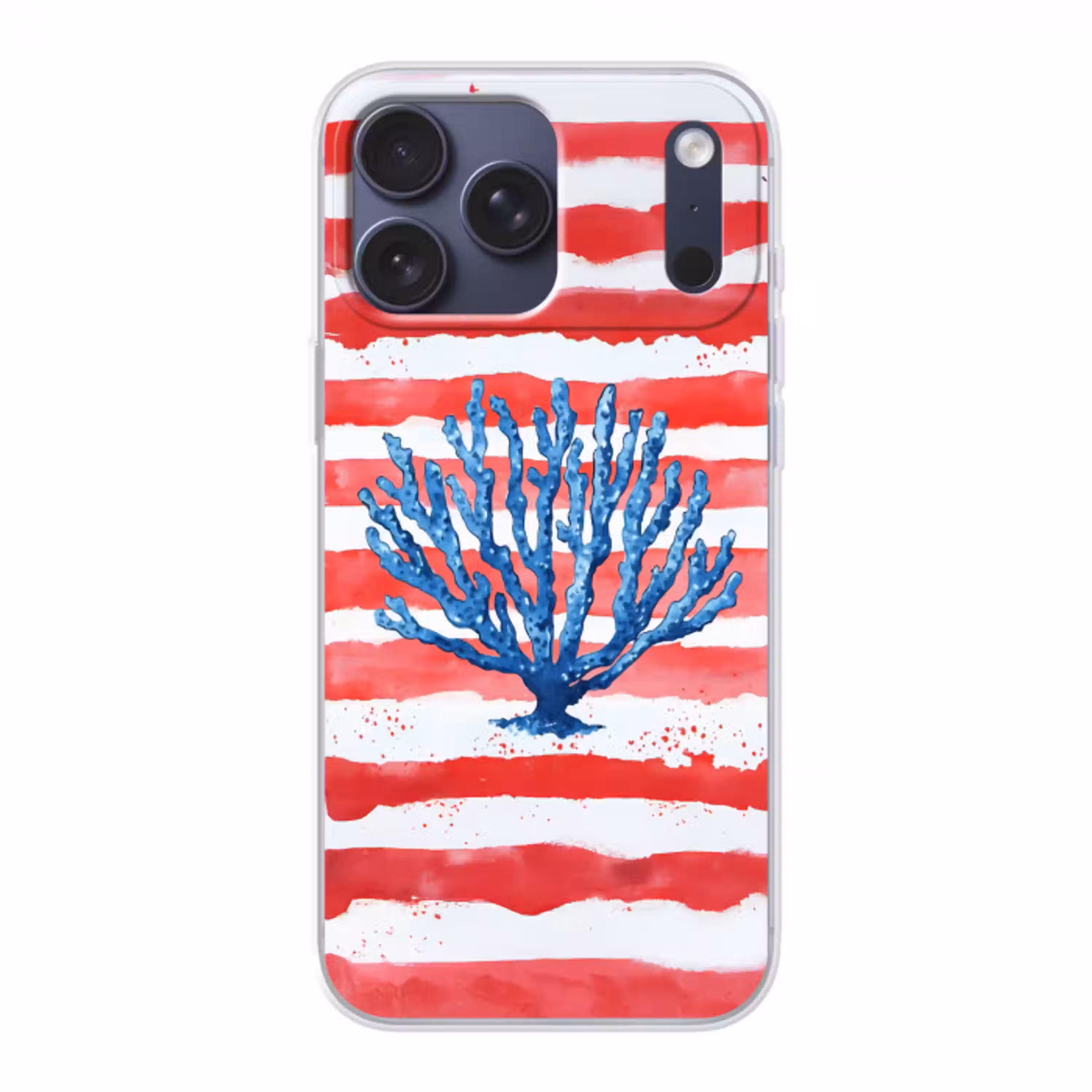 Koraal - Verfstructuur - Rood - Blauw Telefoonhoesje iPhone 17 Pro Max klein -3d